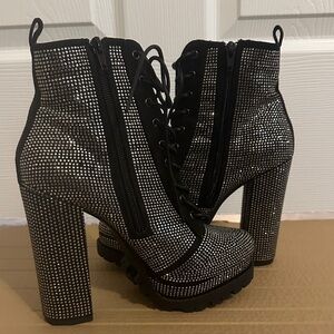 Black and Silver Women's Platform Boots